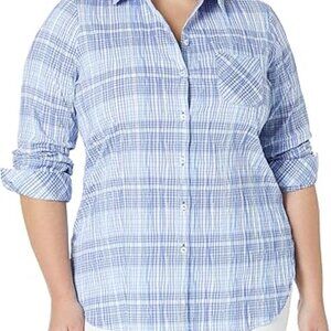 Foxcroft Germaine Plaid Button Down Shirt No Iron